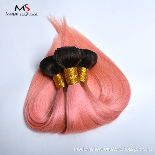 Ombre Brazilian Hair Weave 1B Pink, Human Hair Pink Weave Bundles, 1B Pink Human Hair Weave